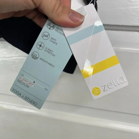 Zella Women's Black Ruched Racerback Sports Bra Size S Medium Support New - Picture 6 of 10